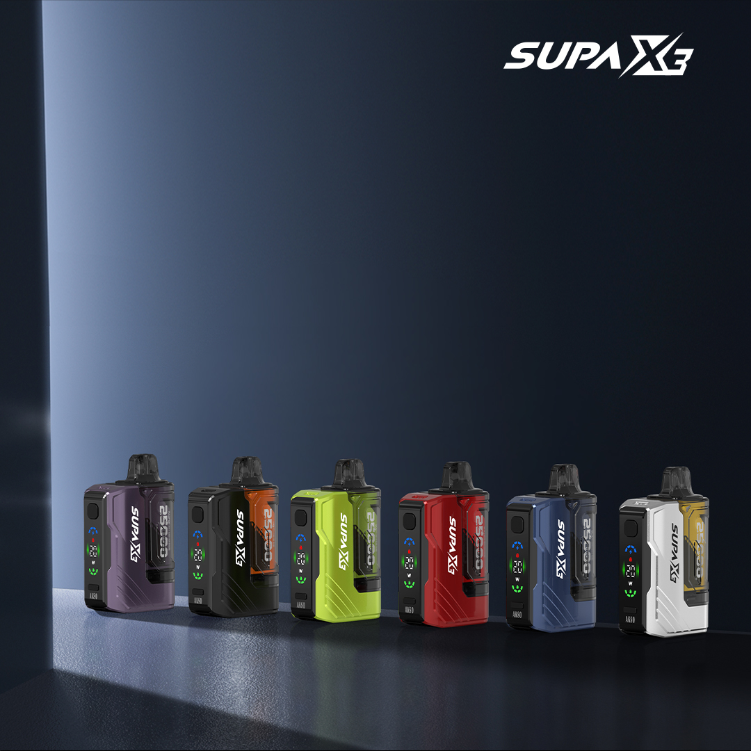 SUPA X3 - Pod pré-preenchido de 25 mil puffs - Potência variável - Modo de reforço de um botão - Opção de pod recarregável
