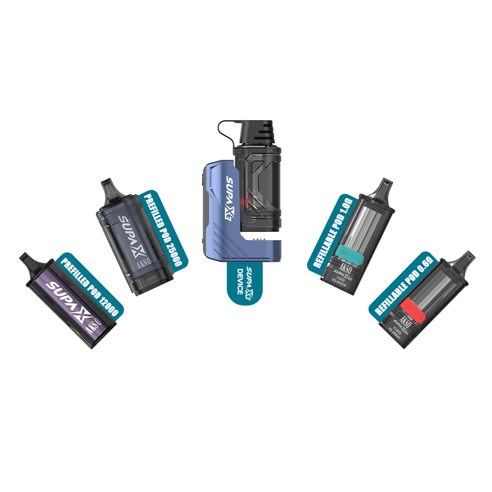 AKSO SUPA X3 OS – Kit de cápsulas recarregáveis ​​líder do setor com grande capacidade de 20ml