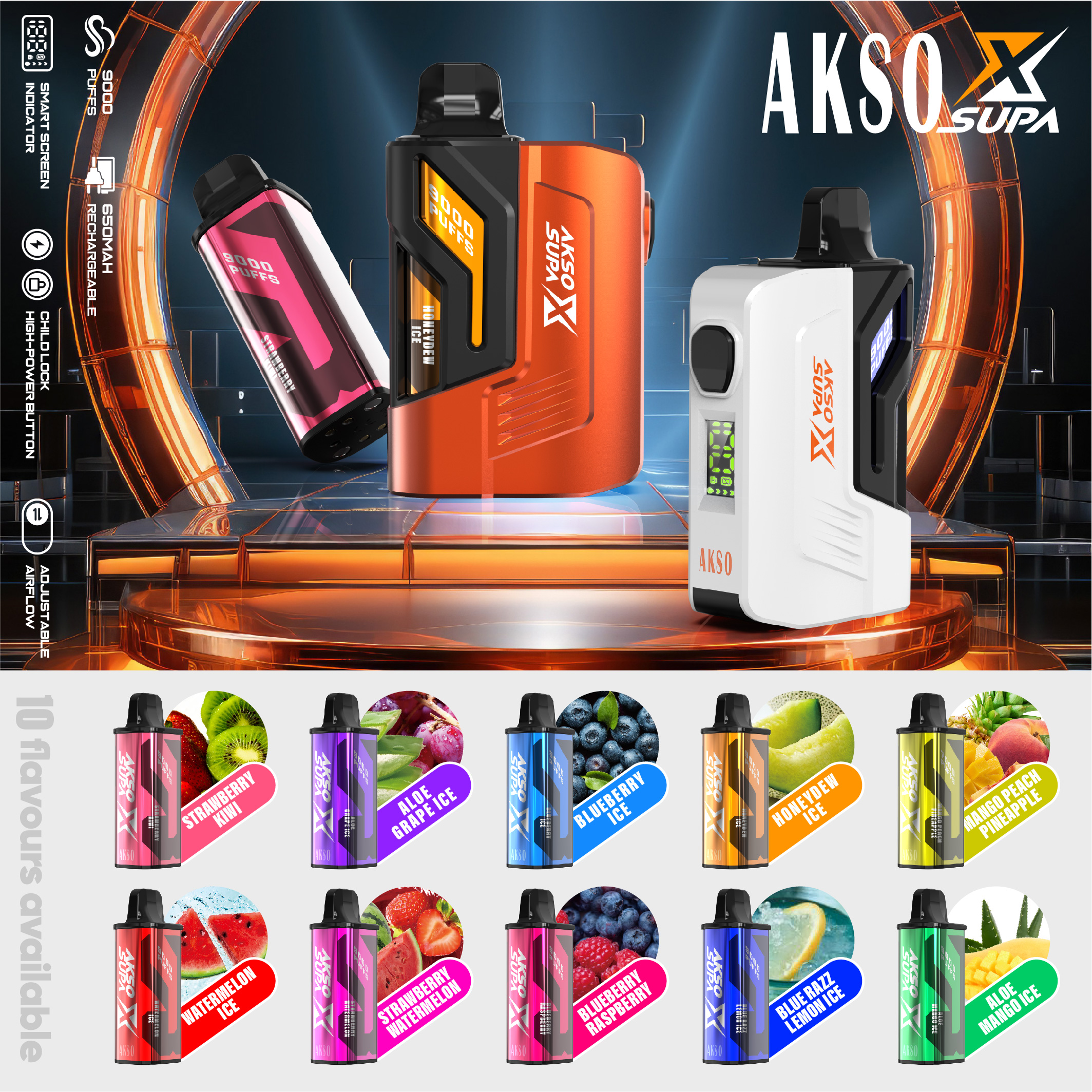 HCigar AKSO SUPA X 650mAh (recarregável) 9000 baforadas 