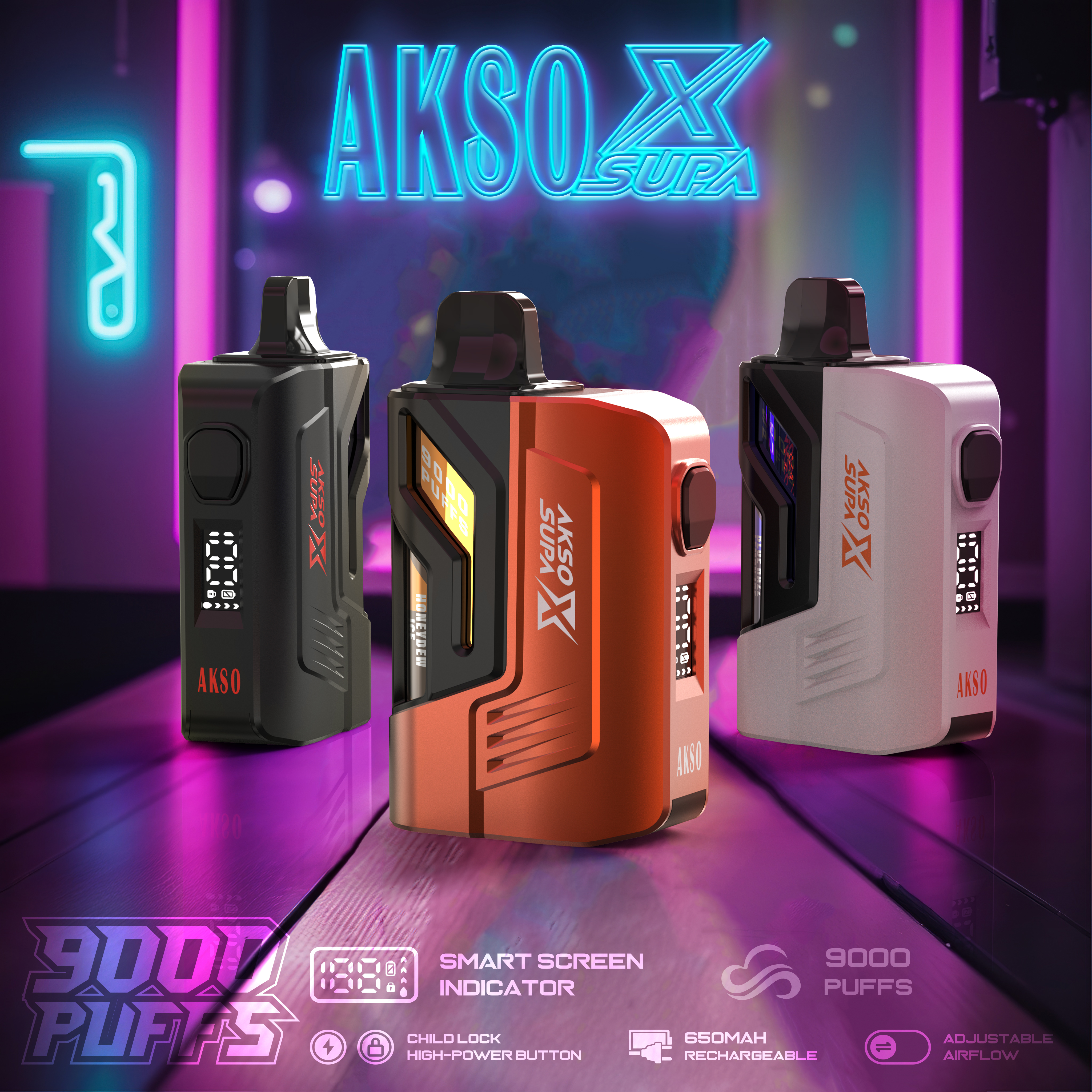 HCigar AKSO SUPA X 650mAh (recarregável) 9000 baforadas 