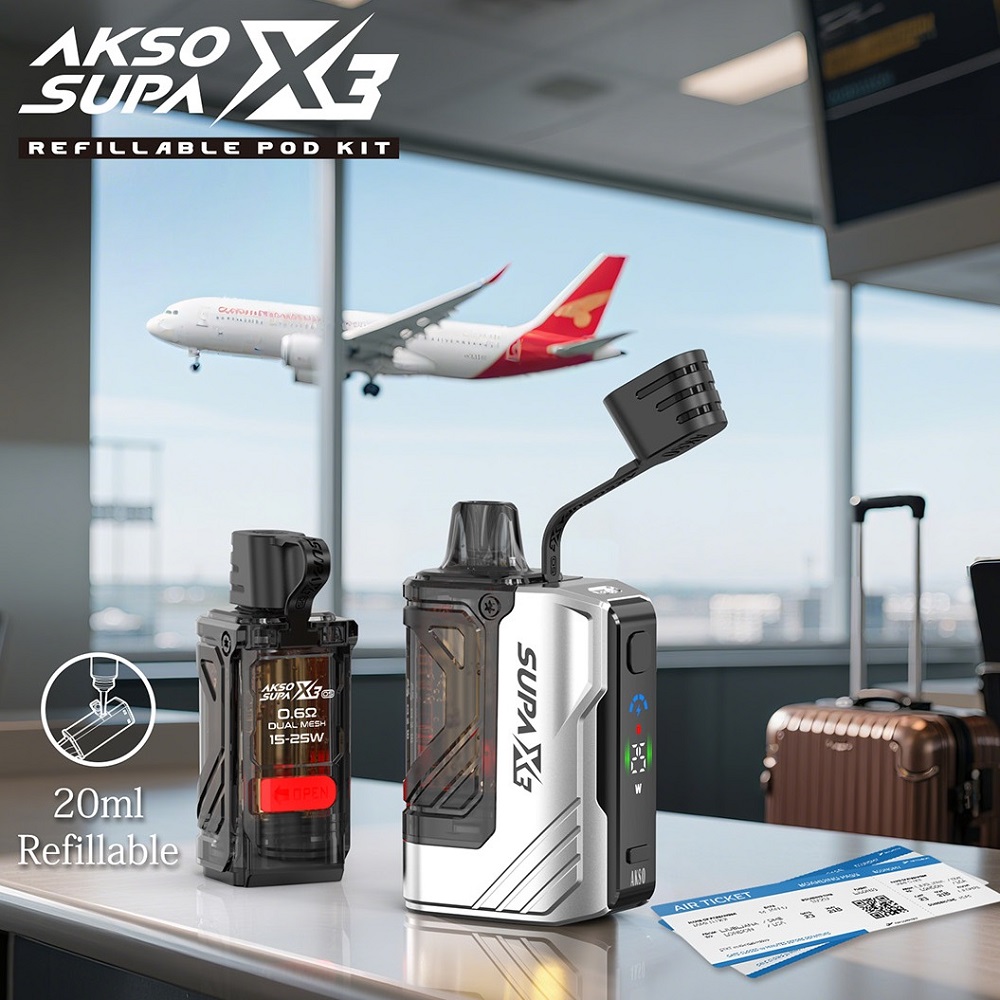 AKSO SUPA X3 OS – Kit de cápsulas recarregáveis ​​líder do setor com grande capacidade de 20ml